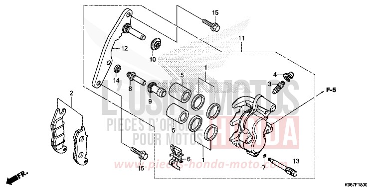VORDERRAD-BREMSSATTEL von PCX 125 MAT CARBONIUM GRAY METALLIC (NHB52) von 2019